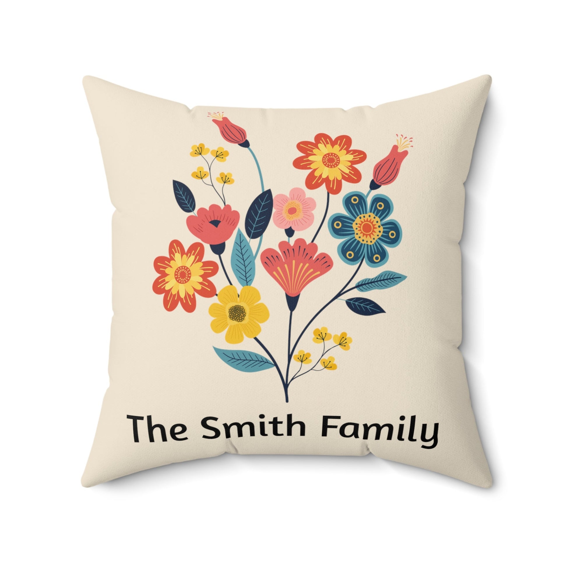 Decorative Floral Custom Name Pillow with Colorful Flower Print Soft Stylish Personalized Cushion for Couch, Bed, or Chair Home Decor Accent