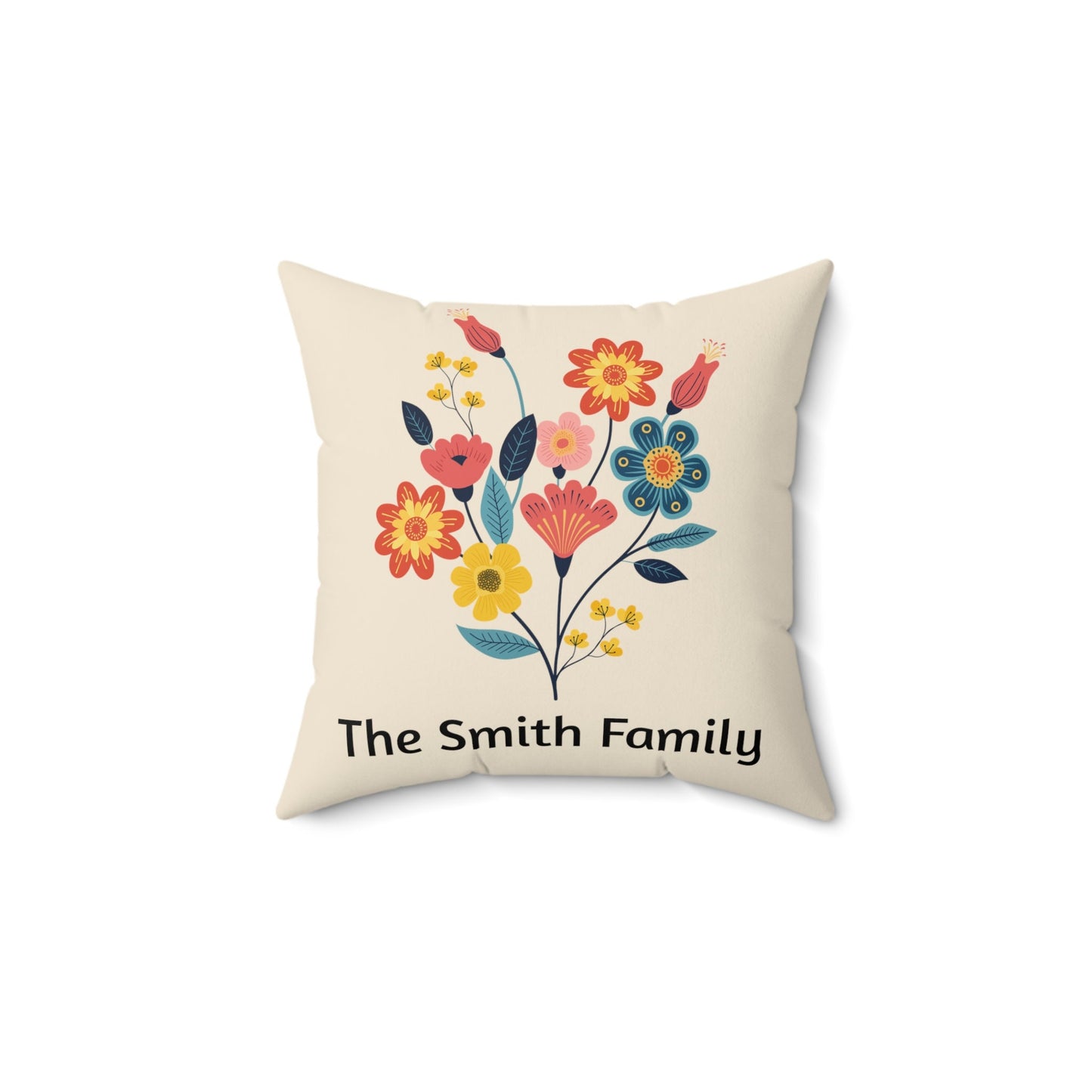 Decorative Floral Custom Name Pillow with Colorful Flower Print Soft Stylish Personalized Cushion for Couch, Bed, or Chair Home Decor Accent