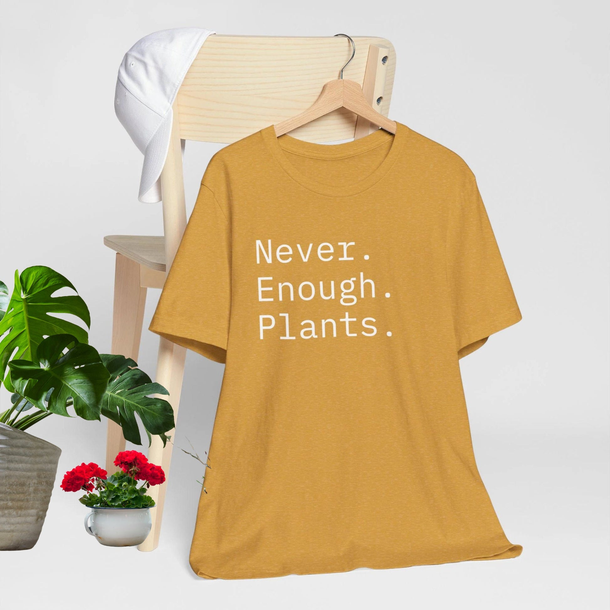 Never Enough Plants T-Shirt for Plant Lovers Women and Men Typewriter Font Graphic Tee Unisex Casual Wear Sizes S to 4XL