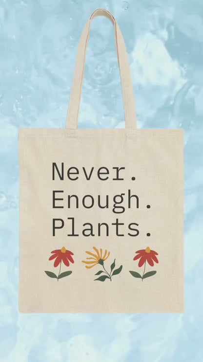 Never Enough Plants Tote Bag Minimalist Design Stylish and Durable Shopper Bag for Plant Lovers Farmers Market Garden Supplies Houseplants