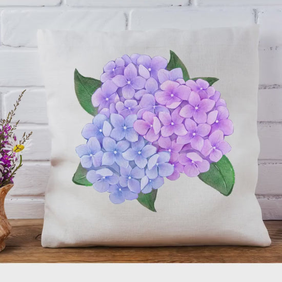 Hydrangea Flower Pillow Floral Decorative Cushion Home Décor Accent Pillow Soft Easy Wash Slip Cover & Pillow Coastal Grandma Style