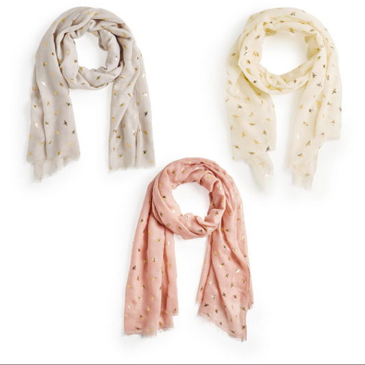 Betsy Bee Scarf - Cream and Gray