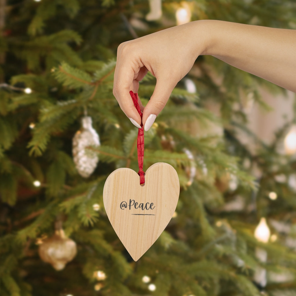 Wooden @Peace Holiday Ornaments and 3 Online @Peace themed yoga classes