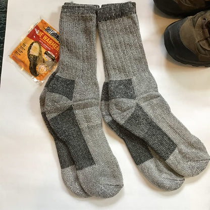 Wool Blend Skiing/Hiking Women Socks - 2-Pack Bundle with 1 pack toe warmers