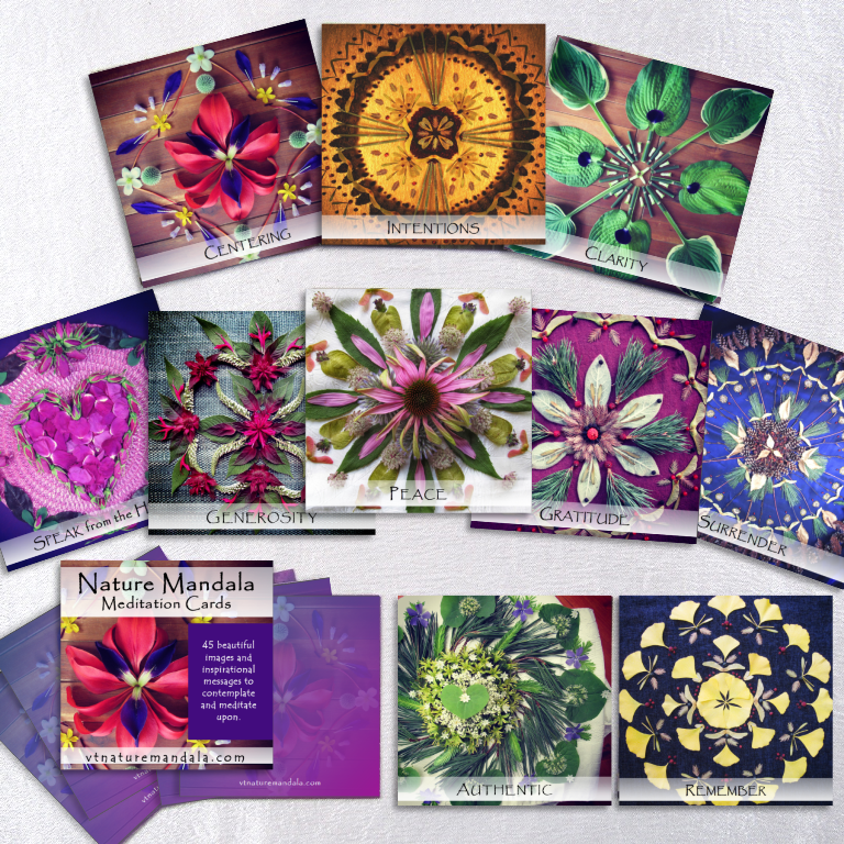 Enclosure Cards :: 3 Square Mini-Cards - Nature Mandala Art