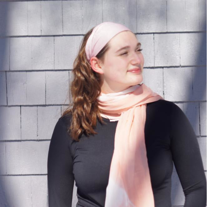 pink tie dye scarf and pink headband
